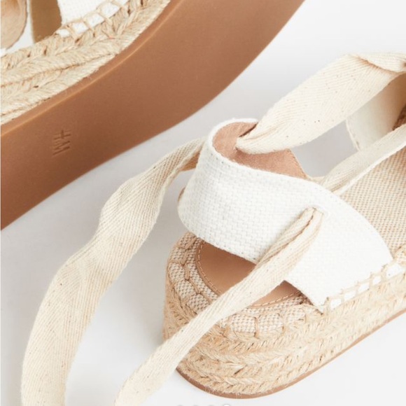 H&M ‘Paris’ Embroidered Tie-strap espadrilles, Size 7 - Picture 2 of 8